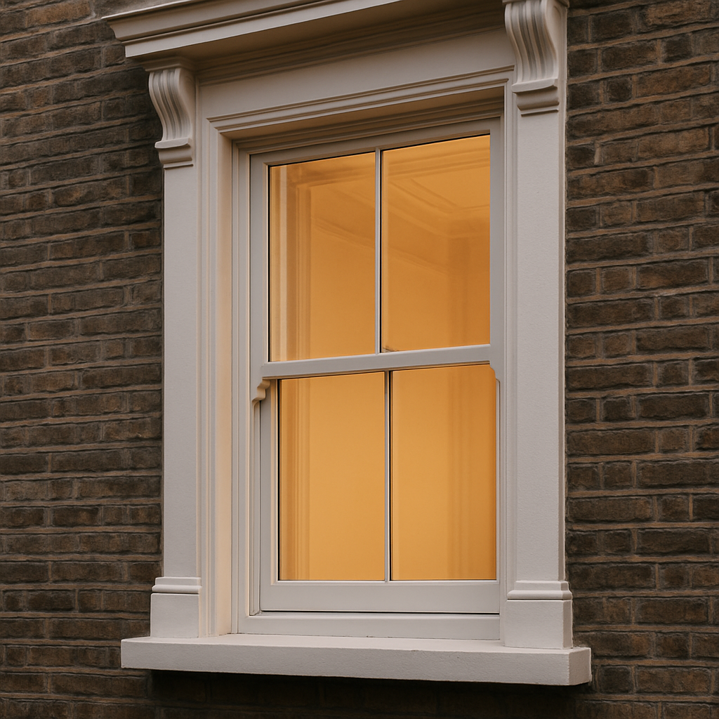 A traditional sash window fitted with discreet secondary glazing